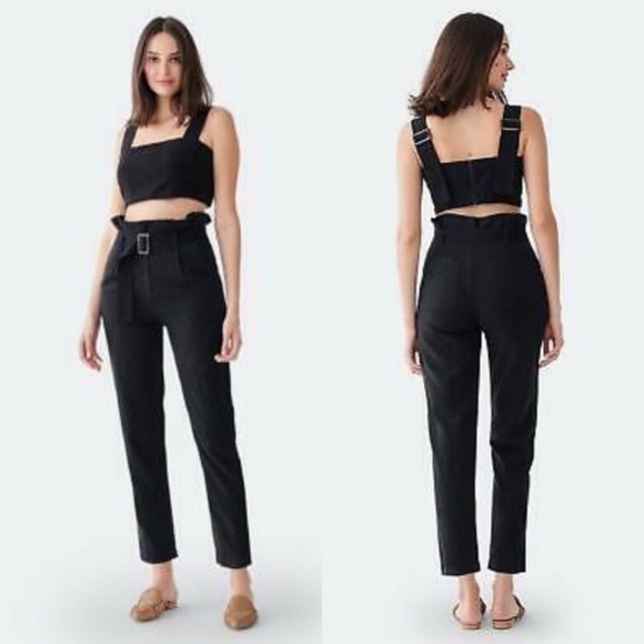 DL1961 Pants - NWT DL1961 Darcie Black Paper Bag Linen-Blend Straight Jean Black Medium